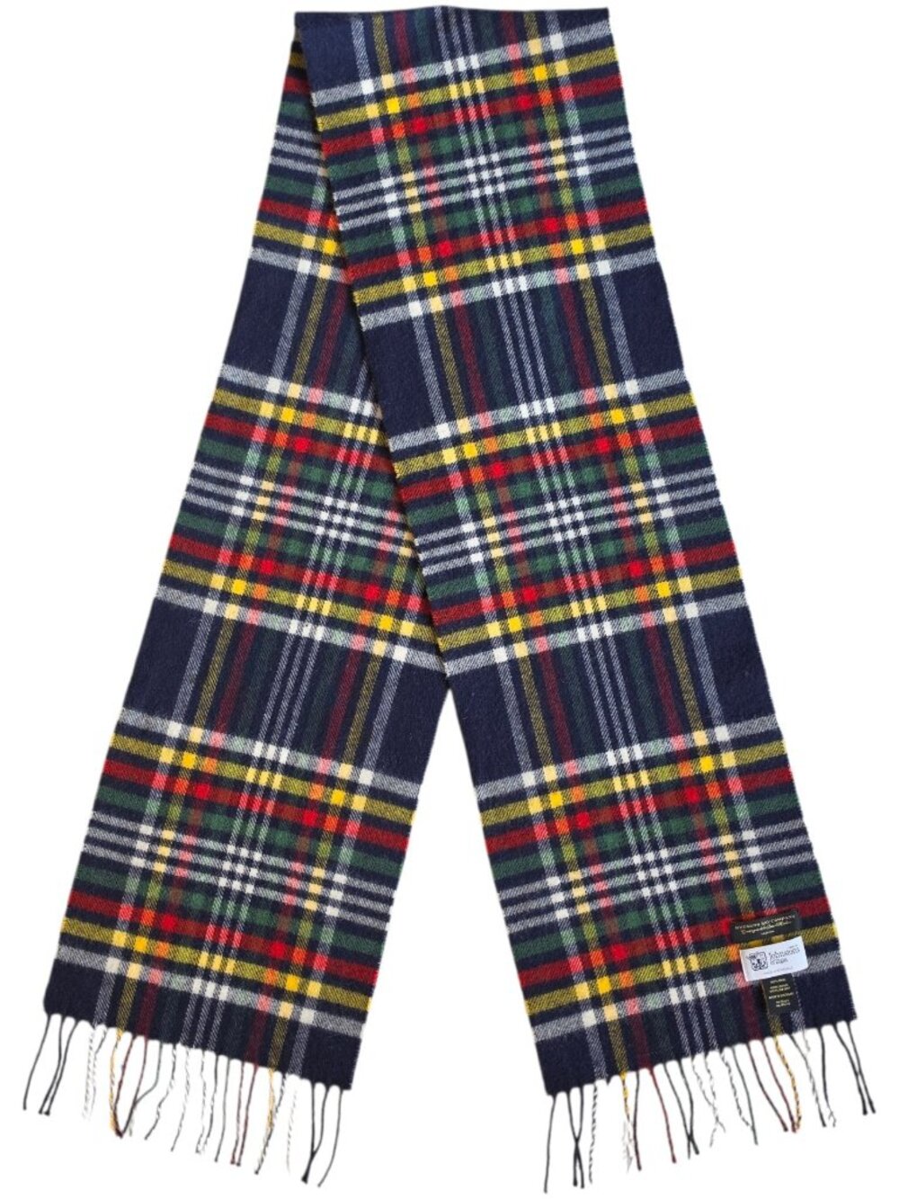 Johnstons of Elgin x Hudson's Bay Wool Scarf Black Stewart Tartan Plaid Scotland